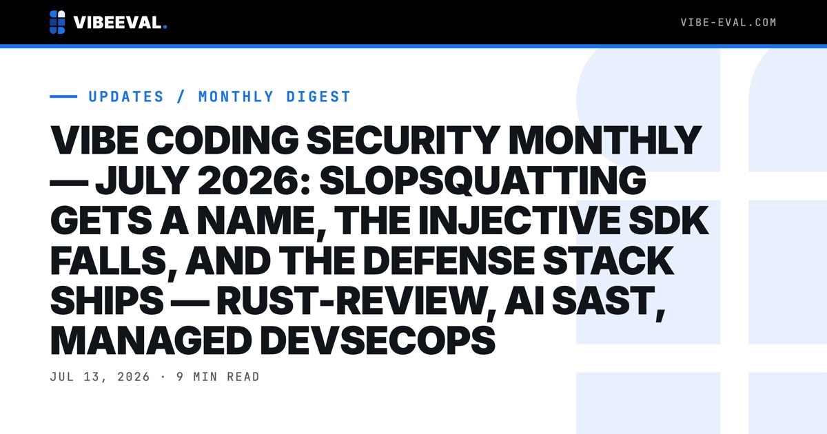 VIBE CODING SECURITY MONTHLY — JUN 13 - JUL 13, 2026