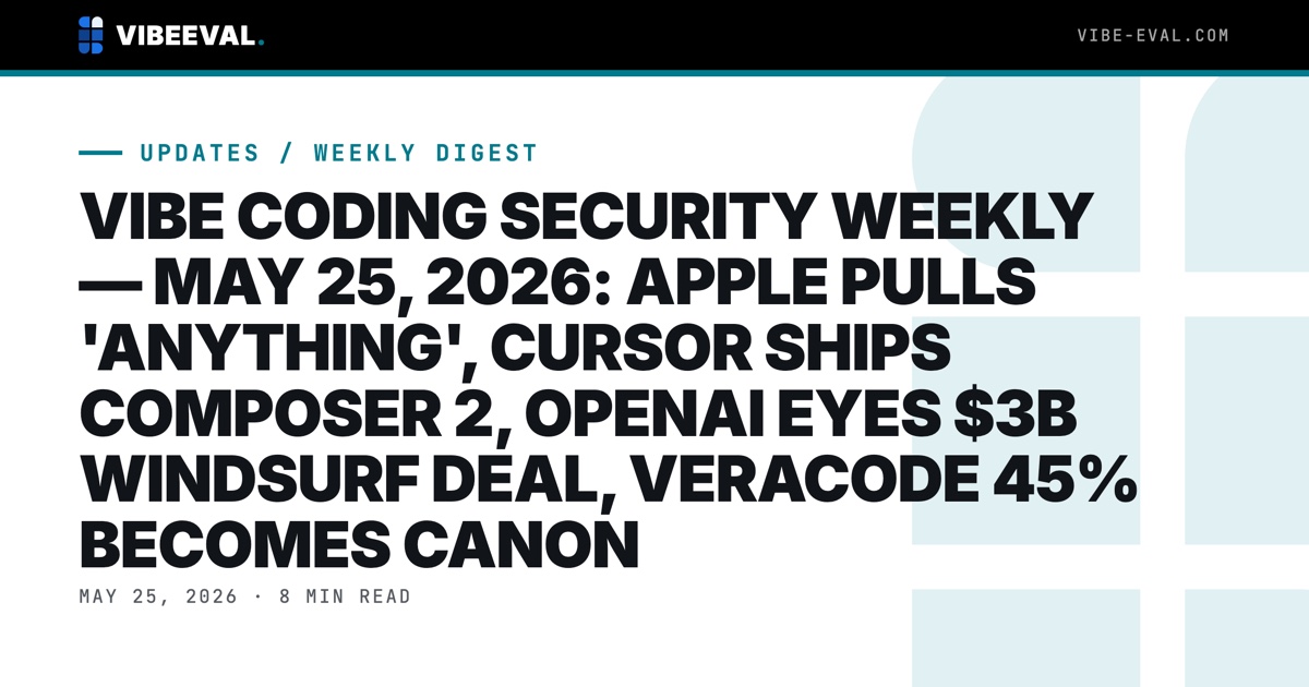 VIBE CODING SECURITY WEEKLY — MAY 19 - MAY 25, 2026
